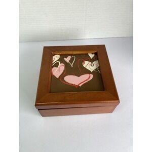 Keepsake Trinket Cherry‎ Wooden Hinged Box Tile Top